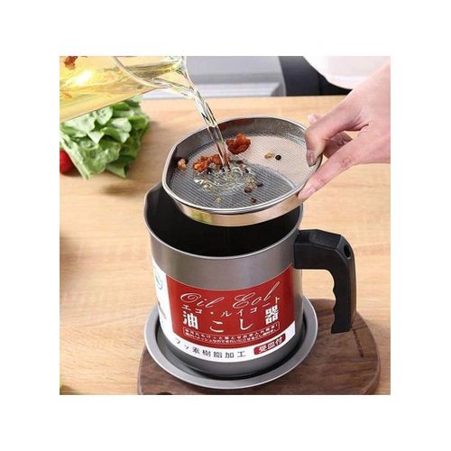 product_image_name-Generic-Oil Grease Can, 1.4L Oil Can with Soft Mesh Dustproof Lid and Non-Slip Dish Base, Easy Grip Handle, Suitable for Storing Frying and Cooking-2