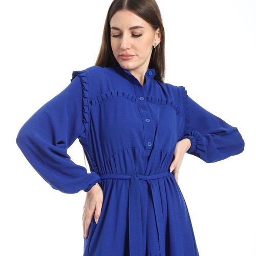 product_image_name-Caesar-فستان نسائي من قيصر مع حزام عند الخصر وأكمام طويلة-4