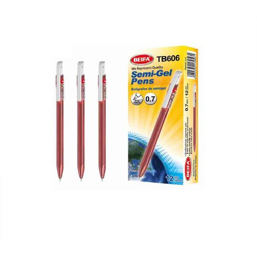 product_image_name-Beifa-قلم سيمى جيل من   بيفا 0.7 مم احمر موديل TB606-312-1