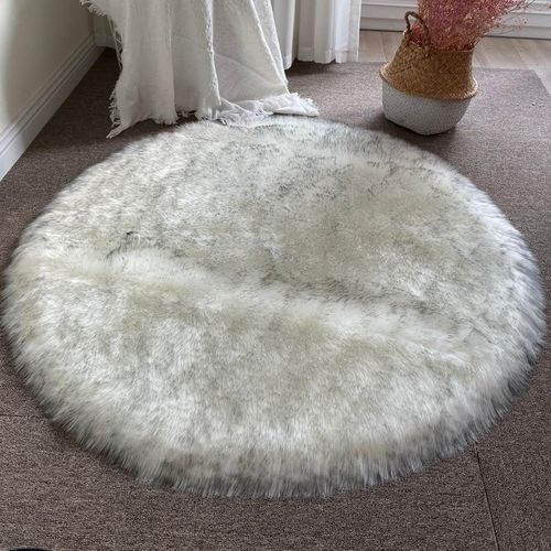 Generic White Round Fur Rugs For