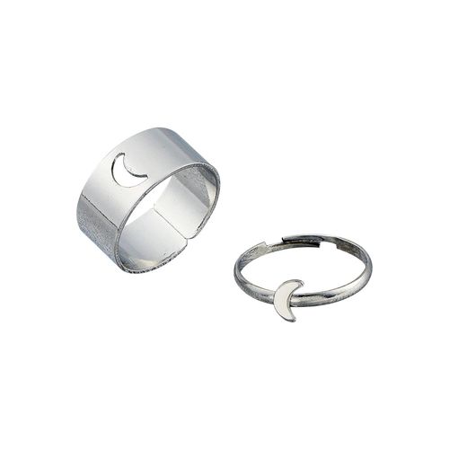 Adjustable silver ring set deals