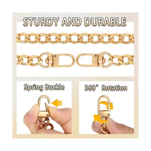 6pcs Gold Purse Chain Strap Purse Strap Extender Diy Flat Chain Purse Strap  Replacement Strap With