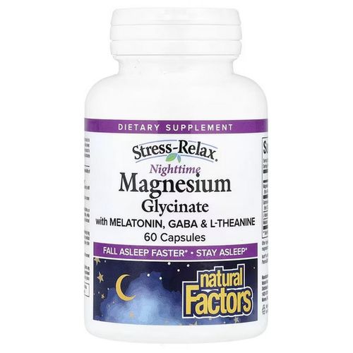 product_image_name-Natural Factors-Nighttime Magnesium Glycinate with Melatonin GABA and L-Theanine 60 Capsules-1