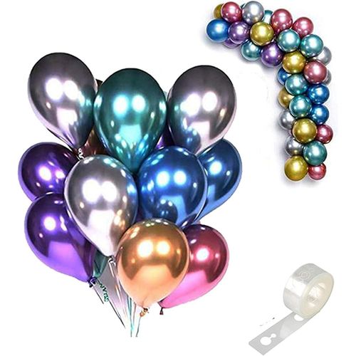 product_image_name-Generic-100 قطعة بالونات معدنية للحفلات - بالون معدني متعدد الألوان من اللاتكس الكروم بسماكة عالية بقياس 12 بوصة مع ملحقات قوسية - مثالية لتزيين الحفلات أعياد الميلاد وحفلات الزفاف والكرنفالات-1