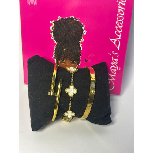 product_image_name-Generic-maya accessories مجموعة إكسسوارات نسائية مكونة من 2 أساور + سوار حب من الستانلس ستيل النقي 3 قطع للنساء-1