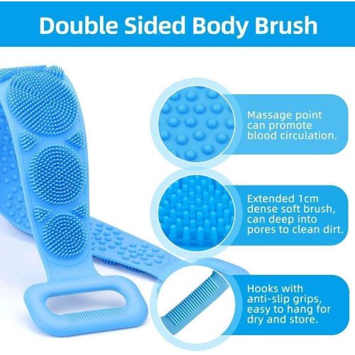 product_image_name-Generic-Silicone Back Scrubber For Shower, Double Sided Body Bath Bush, Exfoliating Body Brush Back Washer, Deep Clean Massage Skin,Comfortable Massage Back Cleaner For Men and Women (Blue)-2