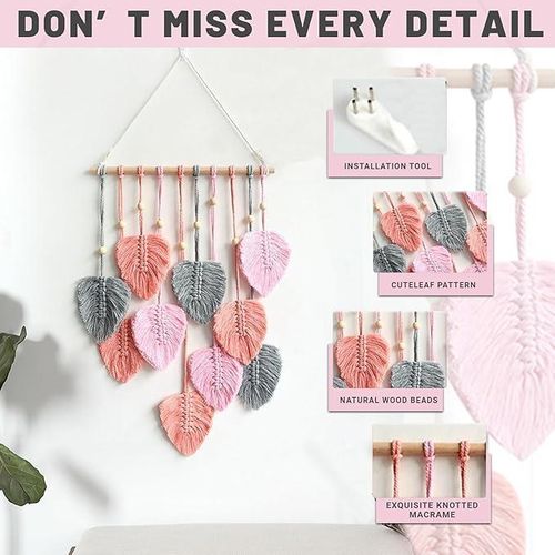 product_image_name-Antikiano-أوراق ماكراميه لتزيين الجدران، ديكور حائط ريشة كبيرة مصنوع يدويًا من خيوط منسوجة، زينة حائط من الأوراق الفنّية-4