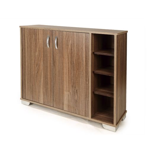 product_image_name-Hometown-Wooden Open Side Shoe Cabinet - 100*34*89.5 Cm - Brown-1