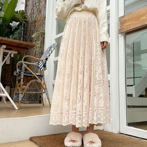  LQSSA Skirts for Women High Waist Embroidery Mesh Skirt Flared  Casual : Clothing, Shoes & Jewelry