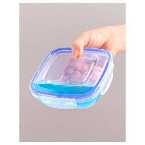 product_image_name-Generic-Dunya reusable plastic square box container set can be used for food storage meal prep leftovers  food storage set consists of 5 Pcs varies in the size (500-900-1500-2400-3750 ml) transparent-3