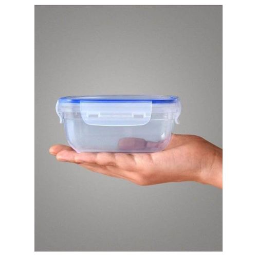 product_image_name-Generic-Dunya reusable plastic square box container set can be used for food storage meal prep leftovers  food storage set consists of 5 Pcs varies in the size (500-900-1500-2400-3750 ml) transparent-5