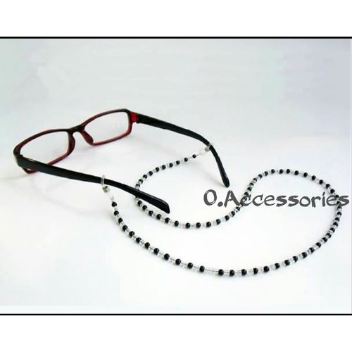 Buy O Accessories Glasses Chains _silver Metal_white & Black Beads in Egypt