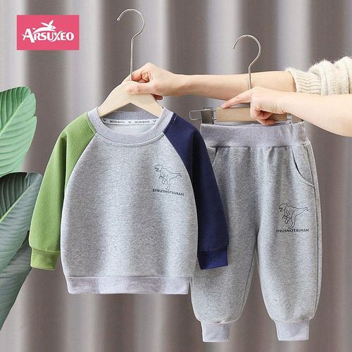 product_image_name-Arsuxeo-Spring Autumn Children Clothes Set Patchwork Kids Boys Two-Piece Sets Casual Tracksuit Tops Pants-1