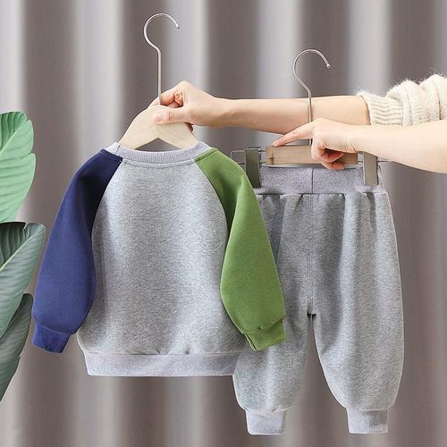 product_image_name-Arsuxeo-Spring Autumn Children Clothes Set Patchwork Kids Boys Two-Piece Sets Casual Tracksuit Tops Pants-2
