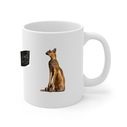 Buy A White Mug With An Ancient Egyptian Cat Drawn On It+zigor Special Bag in Egypt