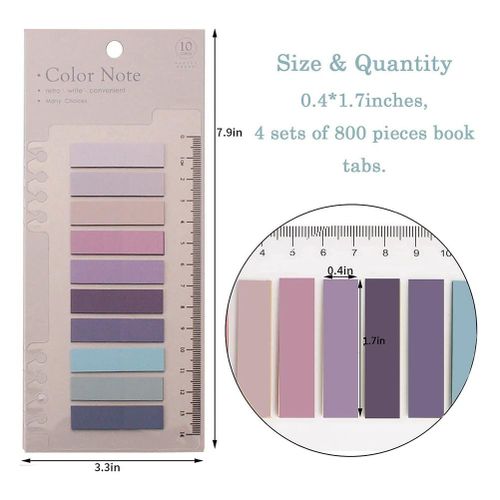 Sticky Tabs Book Tabs Colorful Sticky Index Tabs, Writable Page