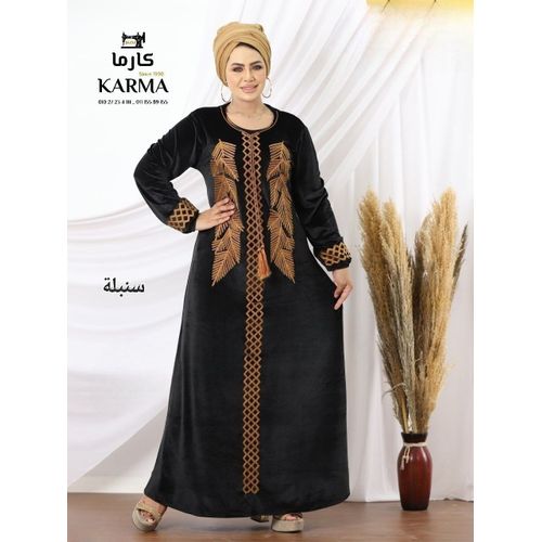 product_image_name-Fashion-عباية استقبال / جلابية بكم قطيفة مطرز - اسود-1