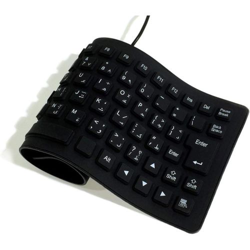 product_image_name-Crystal-غطاء ازرار لوحة المفاتيح يو اس بي مقاومة للماء من جل السيليكون المرن والقابل للطي يحتوي على 85 مفتاح باللغتين العربية والانجليزية مطاط ناعم لاجهز الكمبيوتر واللاب توب اسود-1