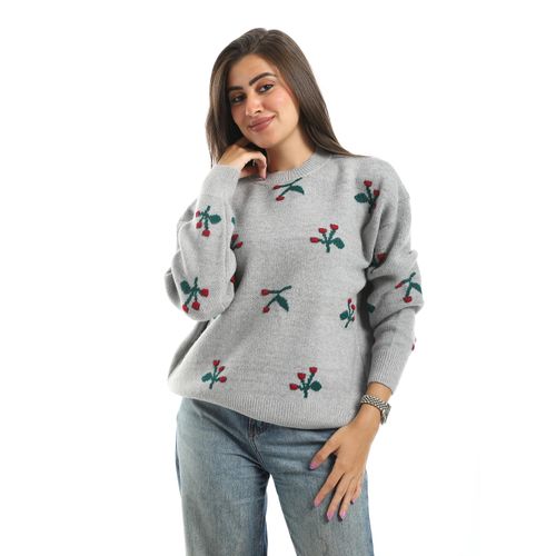 product_image_name-Menta By Coctail-بلوفر محبوك مطرز-17438-رمادي-1