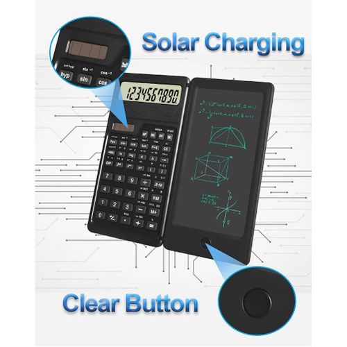 Calculatrices scientifiques avec tablette d'écriture, Solar Energy Lcd  Science Calculator Notepad avec fonction 349, pour les étudiants