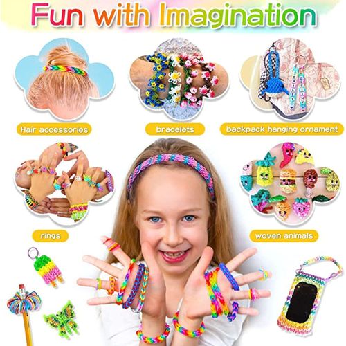 product_image_name-Generic-مجموعة أربطة أستك مرنة وملونة مع خطاطيف لصنع المجوهرات والأساور وتصميم الحرف والفنون اليدوية للبنات والأطفال - متعددة الأشكال والألوان - 1200 قطعة-5