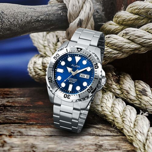 product_image_name-Alba-ساعة يد ألبا للرجال ACTIVE بحزام ستانلس ستيل وقرص أزرق AL4489X1-3