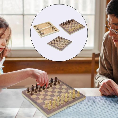 اشتري 3 In 1 Wooden Chess Set Travel Case Lightweight Folding Storage For في مصر