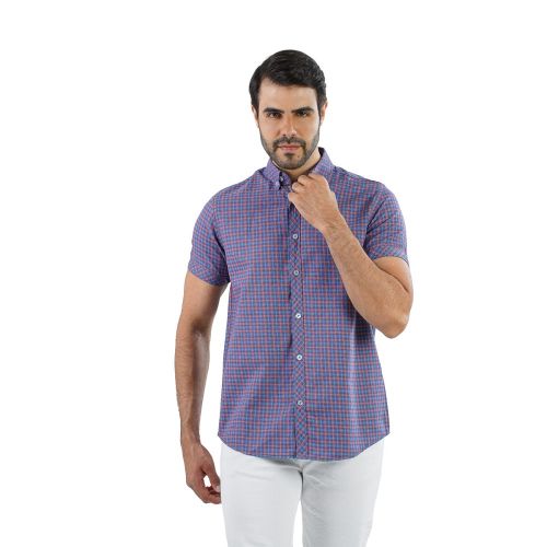 اشتري Clever Shirt Cotton  Blue Half Sleeve في مصر