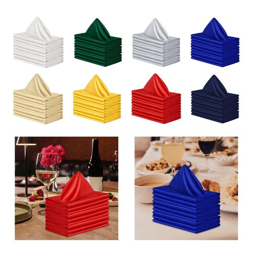 10x Satin Table Napkins, 18.90Inchx18.90inch, Washable Reusable Weddings  Party Napkins for Dining Table, Hotels Restaurants Home Use Parties Red