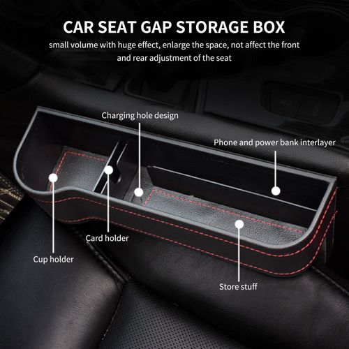 Car Seat Gap Filler Organizer Between Front seat car Organizer and Storage  Box, Auto Premium PU Leather Console with Cup Holder, Car Pocket for