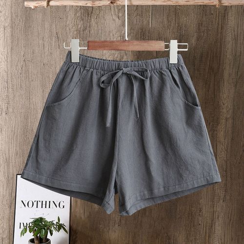 Summer Cotton and Linen Pants Women, Retro Elastic Waist Pants