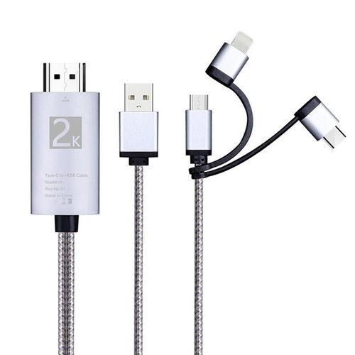 Generic MicroUSB TYPE C to HDMI 3 in 1 2K HDTV TV Connector USB Adapter Cable for Monitor iPhone iPad Android Smartphone Best Price Online Jumia Egypt