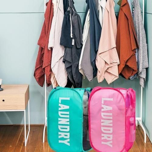 product_image_name-Generic-سلة غسيل قابلة للطي مع حمالات وجيوب جانبية - مجموعتين-5