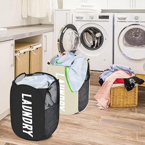 product_image_name-Generic-سلة غسيل قابلة للطي مع حمالات وجيوب جانبية - مجموعتين-6