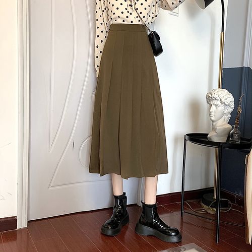 Fashion Autumn Long Skirts Women High Waisted Black Pleated Skirt 2022  Korean Style A Line Zipper Kawaii Midi Skirt Girls Coffee Spring @ Best  Price Online | Jumia Egypt