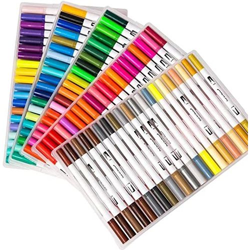  120 Colors Dual Tip Brush Pens, Fine Tip Brush