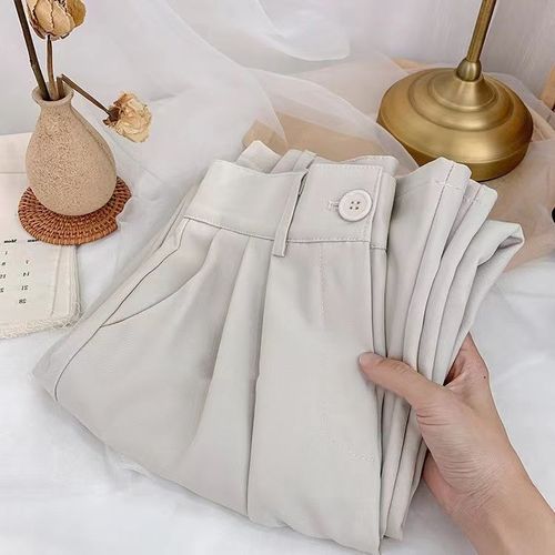 Summer High Waist Women Suit Pants Korean 2 Buttons Full Length Office Work  Trousers Casual Comfortable Breathable Ladies Pants - AliExpress