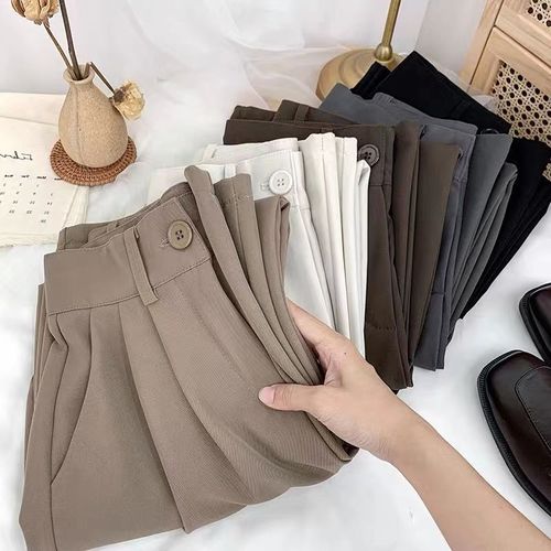 Fashion (Beige)Spring Summer Pants Women Casual High Waist Korean