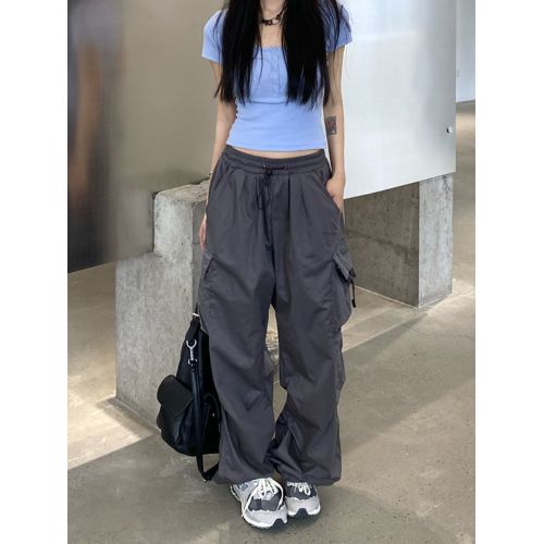 Fashion (Gray)HOUZHOU Harajuku Parachute Pants Y2K Streetwear Wide Leg  Baggy Cargo Trousers Female Hippie Korean Edgy Style Jogging Sweatpants XXA  @ Best Price Online