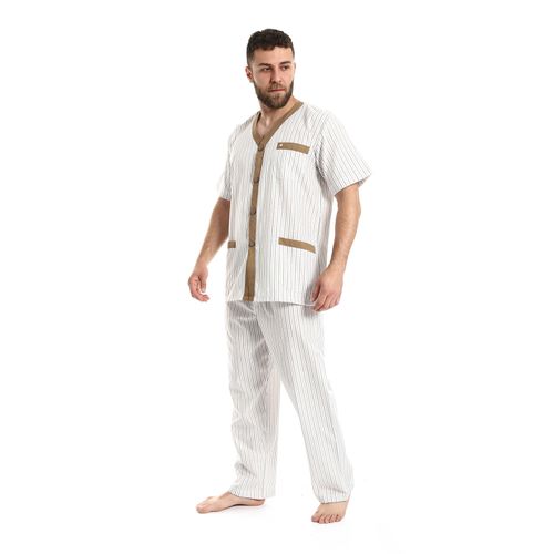 product_image_name-Shorto-طقم بيجامة شورتو 2290 الكلاسيكي - مخطط بني / أبيض-2