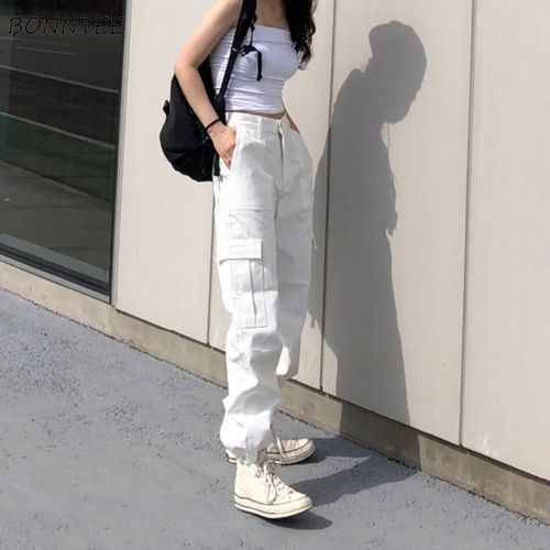 Cheap Women Korean Cargo Pants Y2k Harajuku Loose High Waist Casual  Removable Trousers  Joom