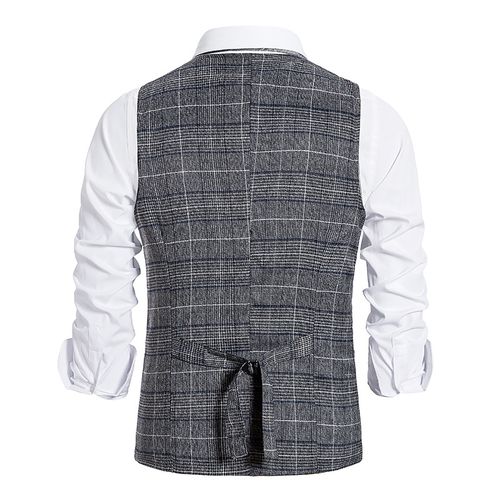 Fashion Gray Men s Vests 2021 Fall European Code New Men s Plaid