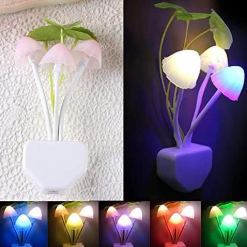 اشتري Led Mushroom Night Light Lamp With Dusk To Dawn Sensor, Cut Color Changing Bed Nightlight Led Wall Light-2pcs- في مصر