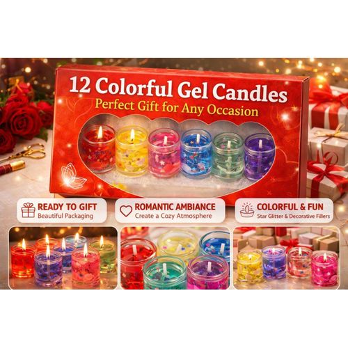 product_image_name-Generic-مجموعة شموع جل ملونة – 12 قطعة بأكواب زجاج شفافة مع نجوم ديكورية-6