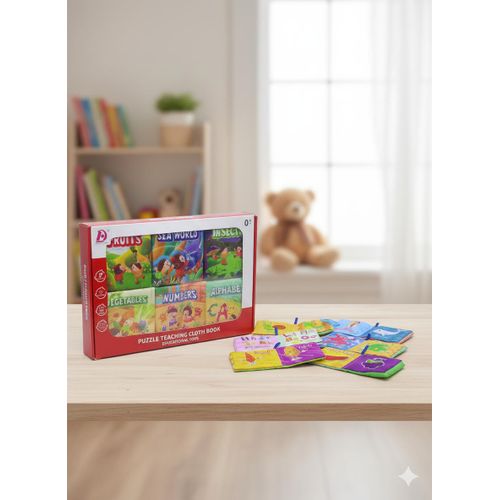 product_image_name-Generic-طقم كتب قماش تعليمية للأطفال – 6 مواضيع: الفواكه، الخضروات، عالم البحار، الحشرات، الحروف، الأرقام – مناسب من عمر الولادة – يساعد على تنمية الحواس والإدراك البصري – تصميم آمن وملون-1