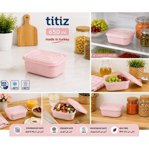 Titiz Rectangular Food Storage Container with Lid – Mint Green - 650ml
