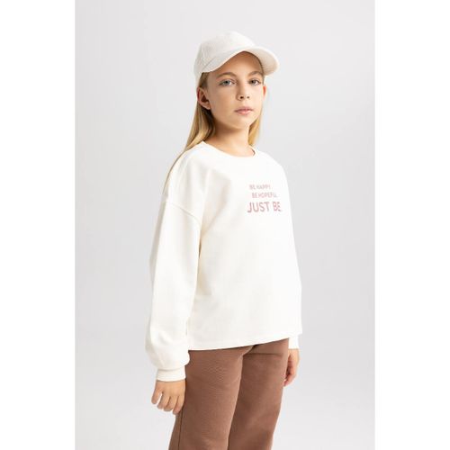 product_image_name-Defacto-Girl Crew Neck Regular Fit Sweat Shirt - Ecru-2