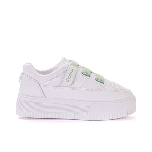 Buy Lile Leather Sneakers With Snap Closure - White Green in Egypt
