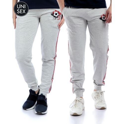 Andora بنطلون رياضي بخطوط على الجانبين -رجالي وحريمي - رمادي فاتح باهت