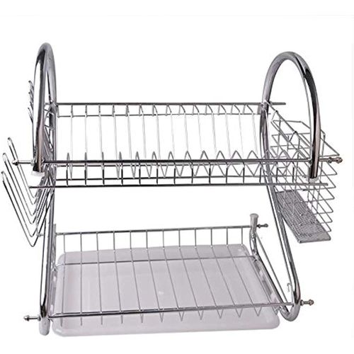 product_image_name-Generic-رف اطباق مكون من طبقتين لادوات المائدة للاطباق وادوات للاكواب والاطباق للمطبخ اكسسوارات ادوات ستانلس ستيل فضي-1